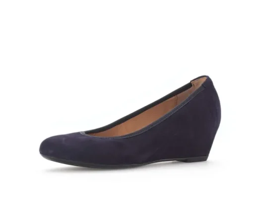 Pump met sleehak blauw