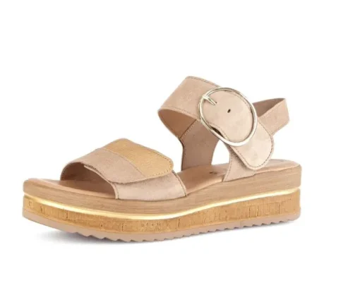 Sandale met plateauzool beige