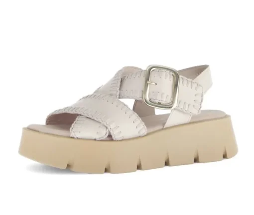 Sandale met plateauzool crème