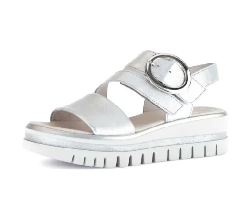Sandale met plateauzool zilver