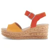 Sandaleno met sleehak oranje